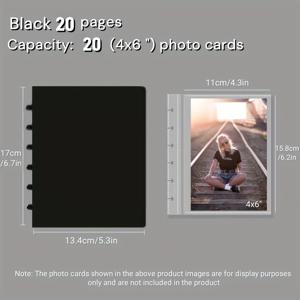 TEMU 귀여운 4X6 포토 앨범 1개, Kpop 6인치 포스트카드 사진 바인더, 블랙, 화이트 또는 투명한 단색 디자인. 스티커 북렛 포함, 단일 그리드 레이아웃으로 쉬운 분위기, PP 루스 리프 재질로 제작