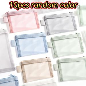 TEMU 10개 여성 투명 메시 지퍼 수납 가방 - 앞면 패널이 있는 다용도 포켓 정리함, 동전 및 카드 보관을 위한 튼튼한 여행용 지갑