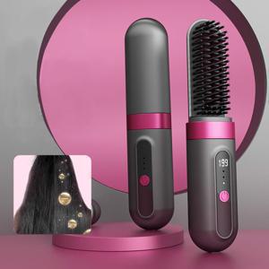 TEMU 무선 빗, 오래가는 배터리, 3단 온도 조절, 빠른 스타일링, USB 충전 방식