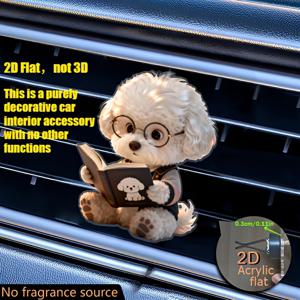 TEMU 1개 2D 평면 비글 돋보기 안경 아크릴 차량 장식 | 이중 레이어 무취 스펀지 공기 청정기, 트렌디한 인테리어 액세서리, 재미있는 디자인|차량용방향제