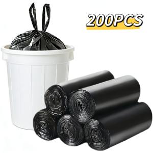 TEMU 블랙 휴대용 토트 쓰레기 봉투 200개 - 누수 방지 및 냄새 방지, 사무실, 주방, 거실, 욕실, 야외 등 다양한 용도에 적합|음식물쓰레기통