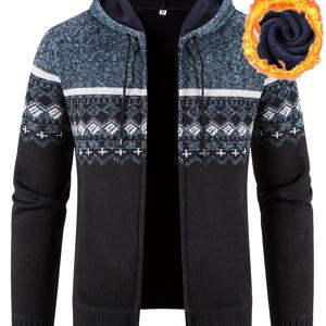 TEMU 남성 가을 겨울 벨벳 두꺼운 후드 따뜻한 캐주얼 스웨터|가디건