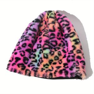 TEMU 크로스보더 트렌디 프린트 컬러풀 토끼 빈티지 슬러치 햇, 가을 겨울용 두꺼운 따뜻한 여름, 귀여운 한국 스타일 브림리스 여름 모자