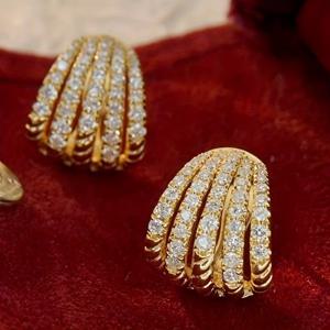 TEMU 여성 데일리 패션을 위한 우아한 신부 웨딩 약혼 착용 5발 지르코니아 상감 후프 귀걸이