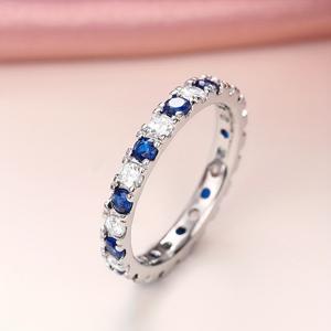 TEMU 블루 시스틱 제이콘을 장식한 우아한 화이트 골드 플레이트 링 - 일상적인 착용, 결혼식, 특별한 기념일에 적합한 이상적인 기념일 또는 데이 선물, 결혼식 장신구|우아한 링 디자인|시스틱 제이콘 액센트