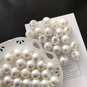 TEMU 15개 대형 구멍 오프화이트 ABS 홀 비즈, 탄성 스트링용, 프로젝트용 대형 진주 액세서리 부품