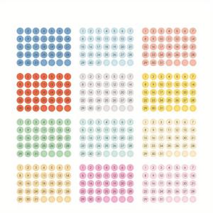 TEMU 12장 (144개 스티커) 개별 페이지 12장 세트 - 저널/플래너/다이어리 호환 | 12가지 색상 코드 주간 및 월간 날짜 라벨 스티커 (1-365일 번호화) | 불렛 저널 정리용 페이지 스티커, 플래너 액세서리 (번호 없음)|캘린더