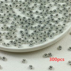 TEMU 300개 아크릴 숫자 비즈, 납작한 둥근 형광 어둠 속에서 빛나는 비즈, DIY 쥬얼리 만들기, 팔찌, 목걸이 장식용 비즈