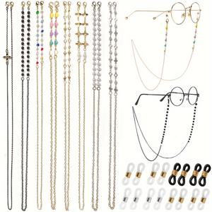 TEMU 여성 남성용 8개 세트 다양한 스타일 안경 체인, 스타일리시 미끄럼 방지 안경 끈 스트랩 마스크 안경 액세서리 얼굴 커버 안경 리테이너