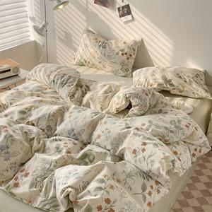 TEMU 3피스 플로랄 프린트 이불 커버 세트 - 부드럽고 통기성 좋은 폴리에스테르 침구, 사계절용 지퍼 클로저 - 이불 커버 1개 & 베개 커버 2개 포함 (인서트 미포함)