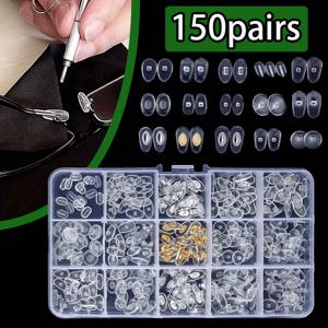 TEMU 150쌍 스타일리시 여성용 안경 코 패드 - 튼튼한 PVC, 안경 수리 및 편안함을 위한 패션 액세서리|안경코받침