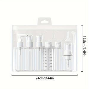 TEMU 11개 세트 PET 블랙 앤 화이트 여행용 휴대용 분할 병 샴푸, 목욕 젤, 토너, 로션 및 에센스 분할 세트