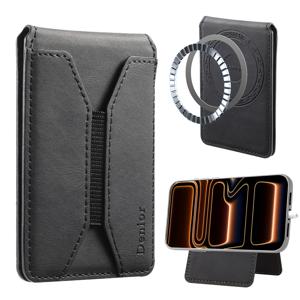 TEMU Denior 마그네틱 지갑 (카드 슬롯 4개 포함), 5-6장의 카드를 수납할 수 있도록 디자인, 휴대폰을 위한 마그네틱 흡착 기능이 있는 다기능 초박형 지갑에 적합, 인조 가죽 소재, 탄성 밴드 슬롯 포함