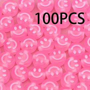 TEMU 100개/5*10mm 스마일 비즈 아크릴 스페이서, 주얼리 만들기용, 팔찌 목걸이 키체인 참 장식 수제 비드 액세서리