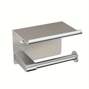 TEMU 스테인리스 스틸 화장실 휴지 거치대 상단 수납함 - 쉬운 설치, 드릴 필요 없는 옵션, 욕실 및 화장대용 - 브러시드, 광택, 블랙, 화이트, 그레이 색상 가능