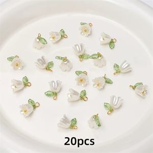 TEMU 20/50개 다색 라일리 오브 더 밸리 꽃 참 - DIY 주얼리, 팔찌, 열쇠고리 및 목걸이용 아크릴 펜던트