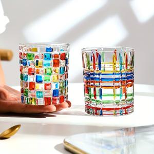 TEMU 수제 핸드페인팅 이탈리안 빈티지 유리컵 - 장식된 목과 컬러 페인팅 베이스 - 와인, 위스키, 주스용 - 이탈리안 & 스피릿 호환 - 손세척 전용 (식기세척기 금지) - 우아한 테이블웨어 선물