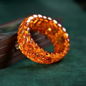 TEMU 청나라 호박 왁스 수제 팔찌, 와이드 호박 팔찌, 플로럴 호박 왁스 팔찌, 핸드스트링 뱅글