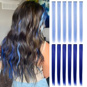 TEMU 12개 클립인 가발 조각 딥 퍼플 & 라벤더 여성용 21인치 (클립 기술, 접착제/재봉 불필요) - 파티, 일상용 직모 - 길이 조절 가능한 합성 가발