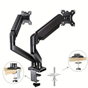 TEMU 13-32인치 스크린용 조절 가능한 듀얼 모니터 스탠드, 각 팔당 최대 22lbs 지원, 틸트 및 회전, 견고한 철 구조, VESA 75/100mm - 홈 오피스에 이상적