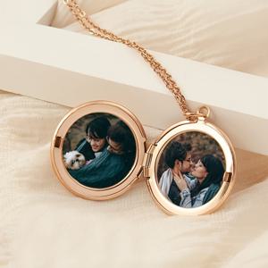 TEMU 맞춤 사진 박스 목걸이, 맞춤형 원형 펜던트 체인 2개 포함, 박스 스타일 원형 펜던트 목걸이, 어버이날 선물, 여성 선물, 크리스마스 선물로 완벽
