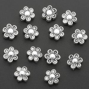 TEMU 50개 아연 합금 육잎 매화 스페이서 비즈, 빈티지 플로럴 꽃 스페이서 비즈, 벚꽃 데이지 평면 비즈, DIY 팔찌·목걸이·귀걸이용 루스 비드 스페이서, 직선 구멍 스페이서 조각, 의류 액세서리 주얼리 제작 소품