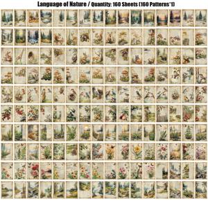 TEMU 160장 빈티지 자연경관 스크랩북 용지 팩, 거친 마감, 붙지 않는, 대형, 160가지 독특한 패턴, DIY 공예, 노트북, 플래너, 저널링 용품을 위한 장식 배경 재료