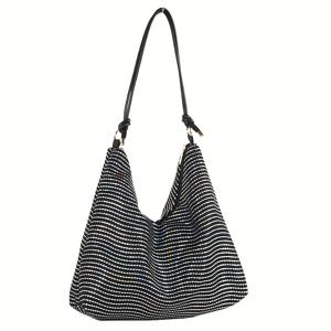 TEMU 여성용 대용량 캐주얼 스타일리시한 안감 지퍼 스팽글 반짝이는 숄더백