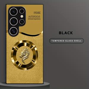 TEMU 폰 케이스: 크리에이티브 매트 골든 드래곤 헤드 반짝이 강화유리 비즈니스 폰 케이스 (갤럭시 S22/S22+/S22 Ultra/S23/S23+/S23 FE/S23 Ultra/S24/S24 Plus/S24 Ultra/A32/A35/A05s/A15/A53/A54/A05/A51/A55/A33/A14)