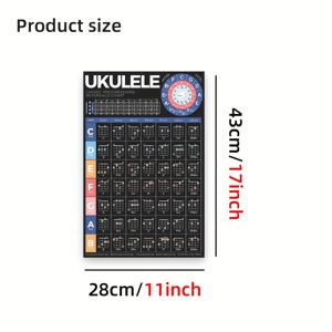 TEMU 17Cich*11인치 우쿨렐레 교육용 생생한 음악 이론 포스터 스티커 - 무광택, 접착식, 간편한 부착, 제거 가능, 내구성 - 우쿨렐레 음악 애호가에게 완벽 - 음악가에게 이상적인 선물이며 음악실 및 연습 공간에 훌륭한 추가