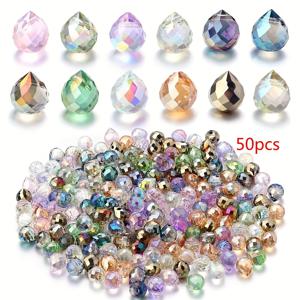 TEMU 무지갯빛 유리 구슬 물방울형 루즈 비즈 딸기 비즈 50개, 목걸이 팔찌 DIY 귀걸이 주얼리 제작용 액세서리