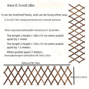 TEMU 1개 야외 방청 목재 울타리, 확장형 고체 목재 울타리, 덩굴 트렐리스 정원 울타리 가드레일, 벽 장식 그리드 꽃대