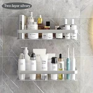 TEMU 2개 - 이중 레이어 방청 광택 금속 샤워용 수납 바구니, 벽걸이 욕실 수납대, 광택 있는 방청면, 드릴링 필요없음, 샴푸와 컨디셔너 홀더, 공간절약형 사각설계, 샤워룸 정리, 미니멀한 선반, 모던한 орга나이저, 튼튼한 제작품, 내구성있는 구조, 무타공 설치, 벽부착식 선반, 홈오거나이저, 공간에 민감한 사용자|욕실선반|샤워기거치대|화장실선반