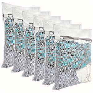 TEMU 탄력 있는 지퍼 보호대가 있는 대형 메쉬 세탁용 가방 6개 - 내구성 있는 폴리에스터, 직사각형, 다목적, 세탁기 및 건조기 사용 가능, 27cm x 37cm, 섬세한 물건과 주방 보관용, 여행용 세탁물 보관, 셔츠, 양말, 속옷, 세탁용 가방