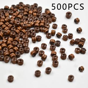 TEMU 팔찌, 목걸이, 귀걸이용 장식 비즈를 위한 4가지 색상의 나무 이중 레이어 스페이서 500개