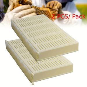 TEMU 벌꿀벌 양봉용 플라스틱 퀸 비 에그 레이킹 컨트롤 박스 2개 세트 - 통기구 슬롯 디자인, 내구성 강화 및 사용 편리한 벌통 관리 도구