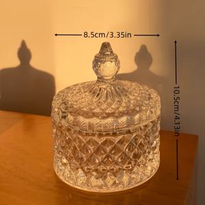 TEMU 1개 유럽 스타일 크리에이티브 고급 투명 유리병 뚜껑 포함, 캔디 병, 캔디 캔, 가정용 보관병, 디가우징 볼