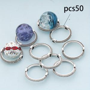 TEMU 50개 아연 합금 라운드 비드 프레임, DIY 주얼리 만들기용 더블 홀 체인 스페이서 비즈, 목걸이, 팔찌, 귀걸이, 키체인 액세서리