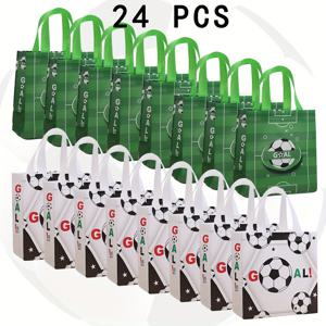 TEMU 미끄럼 방지 원단으로 제작된 축구 테마 선물 가방 24개 세트. 스포츠 파티 및 팀 생일 축하 행사에 완벽합니다.