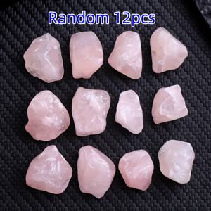 TEMU 12/24개 천연 로즈 쿼츠 원석 가루 조각, 자연 불규칙한 크리스털 광택 보석, 홈 어항 장식, 분재 화분 장식, DIY 주얼리 만들기에 적합, 친구에게 완벽한 선물