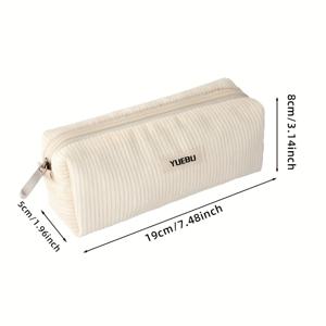 TEMU 새로운 빈티지 코듀로이 단색 필통, 동전 지갑, 아트 메이크업 가방, 고등학생용 수납 가방|필통