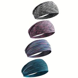 TEMU 4개 여성용 스포츠 그라데이션 헤어밴드, 부드럽고 편안한 미끄럼 방지 탄성 머리띠 - 스타일 멀티스타일 여성 액세서리 | 피트니스, 요가, 러닝, 사이클링, 농구에 적합 | 폴리에스터 소재 아웃도어 스포츠 헤어웨어|스포츠헤어밴드