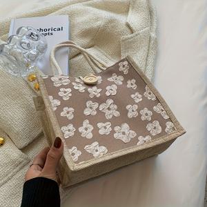 TEMU (3가지 컬러) 시크한 토트백 - 캐주얼 일본식 도시락 가방, 버클 잠금, 손세탁 가능, 여성, 엄마, 학생에게 완벽. 가볍고 스타일리시, 일상 사용에 이상적. 캐주얼 토트 | 시크한 핸드백 | 텍스처 직조 패턴