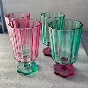 TEMU 2/4개입 꽃잎 스타일의 높은 리플 드링킹 글라스, 주스, , 칵테일, 맥주, 커피, 디저트 등에 적합