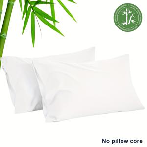 TEMU 2개입 사계절 편안한 대나무 베개 커버, 30% 대나무 섬유 + 70% 극세사 소재, 통기성 좋고 편안함, 사계절 베개 커버, 부드럽고 시원한 더블 팩 대나무 섬유 베개 커버