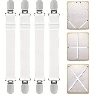 TEMU 침대 시트 고정 장치 4개 세트, 침대 고정용 조절 스트랩, 매트리스 고정용 탄성 클립