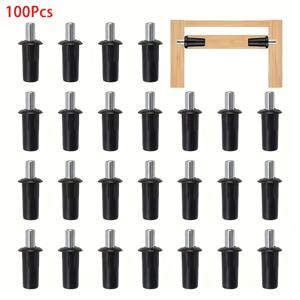TEMU 100개 블랙 메탈 & 플라스틱 캐비닛 도어 & 창문 실 보호 볼트 - 가구 조립용 중앙 샤프트 교체 부품, 캐비닛 도어 & 가구 바람 방지 장치 교체, 문 쿠션 액세서리, 세련된 외관, 내구성 있는 구조