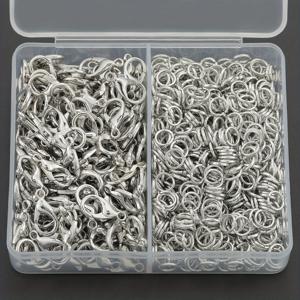 TEMU 600개/박스 DIY 쥬얼리 클라스프 & 커넥터, 100개의 합금 랍스터 클라스프 및 500개의 점프 링 포함, 비즈 공예용, 키체인, 스페이서 커넥터, 펜던트 목걸이 오픈 서클링, 귀걸이 댕글 클로즈 링, 팔찌 발찌 커넥터, 오픈 서클 링크 링, 폰 체인 백 스트랩 커넥터 등 액세서리 만들기 키트