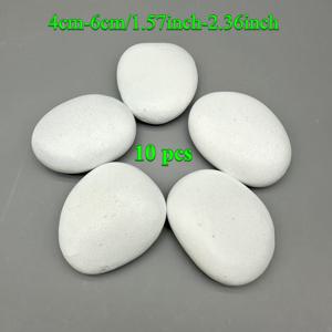 TEMU 10개 화이트 오벌 자갈, 천연석 페인팅 공예용 장식재, DIY 크래프트 및 창의 프로젝트용, 중형 사이즈 (1.57인치 - 2.36인치), 자연스러운 매끄럽고 불규칙한 형태