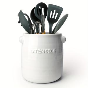 TEMU 세라믹 주방 보관 용기, 조리 도구 용기, 세라믹 칼집, 대용량 보관 용기, 주방 조리대에 적합, 휴대용 보관 용기